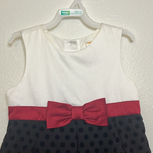 Gymboree Size 6 Merry Occasions Black White Red Bow Polka Dot Dress Holiday - Picture 3 of 7